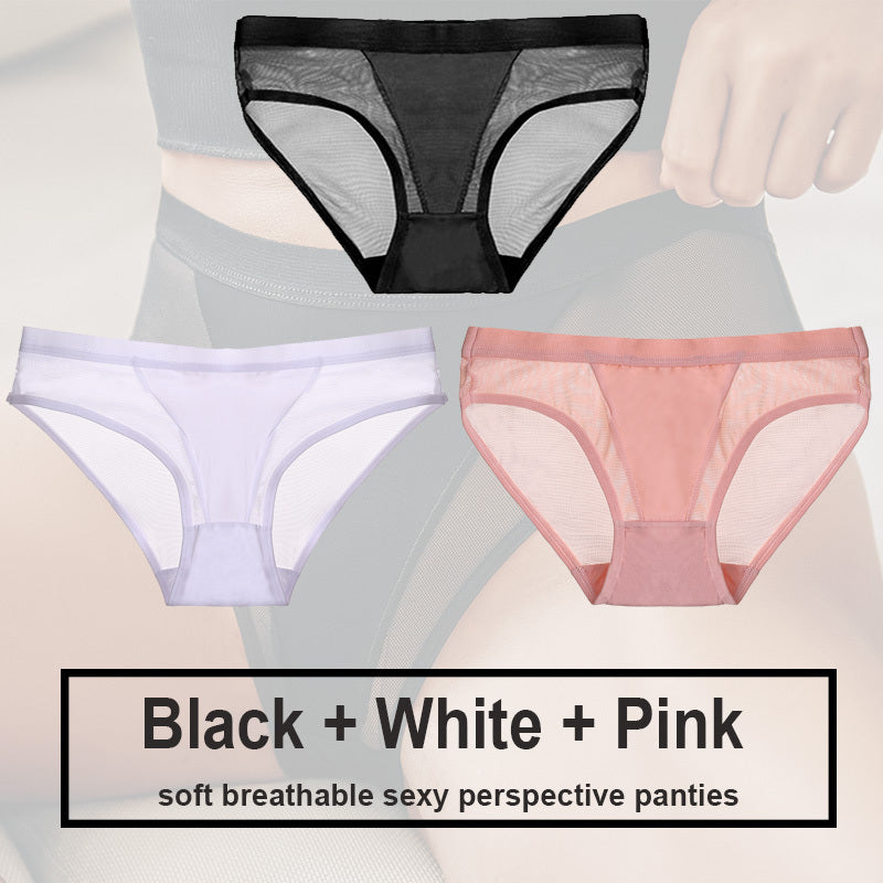 Low Waist Mesh Solid Color Briefs