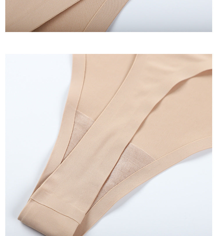 Women's Underwear Comfortable Low Waist T-shaped Panties Ice Silk Seamless Briefs