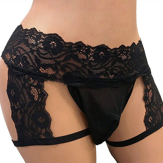 Women's Solid Color Lace Three-point Panties
