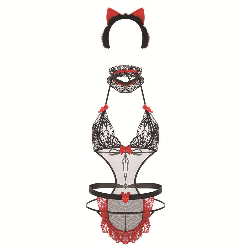 Sexy lingerie one-piece suit 4-piece set