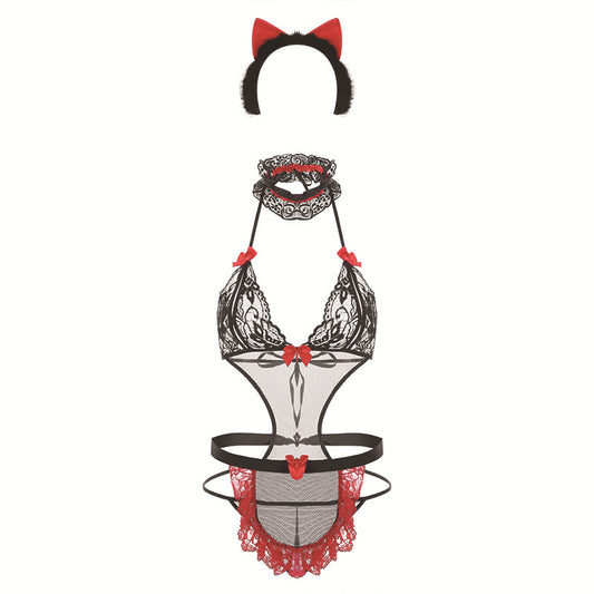 Sexy lingerie one-piece suit 4-piece set