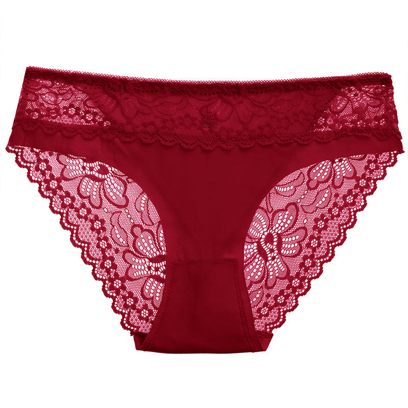 Mid-waist Lace Sexy Seamless Breathable Women's Underwear Hollow