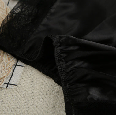 Black Comfortable Suspender Shorts European And American Style Pajamas Suit