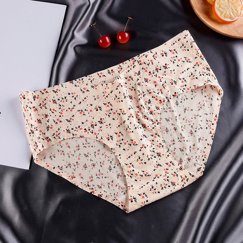 Female Plus Size Low Waist Seamless Ice Silk Briefs