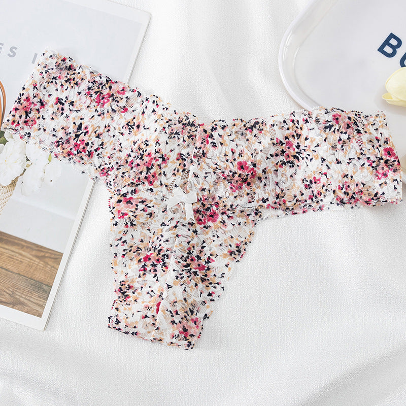 Women's Sexy Low Waisted Lace Printed Thong