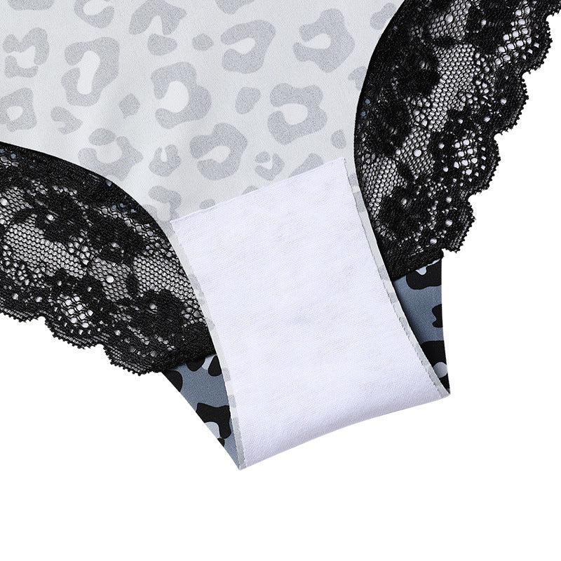 Ladies Lace Leopard Print Underwear Without Trace
