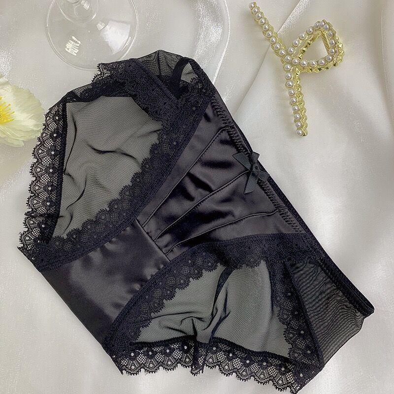 Vintage Satin Ice Silk Sexy Underwear Mesh Ladies