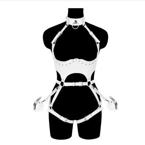 Soft Leather Shapewear Close-fitting Hollow-out Party Clothing