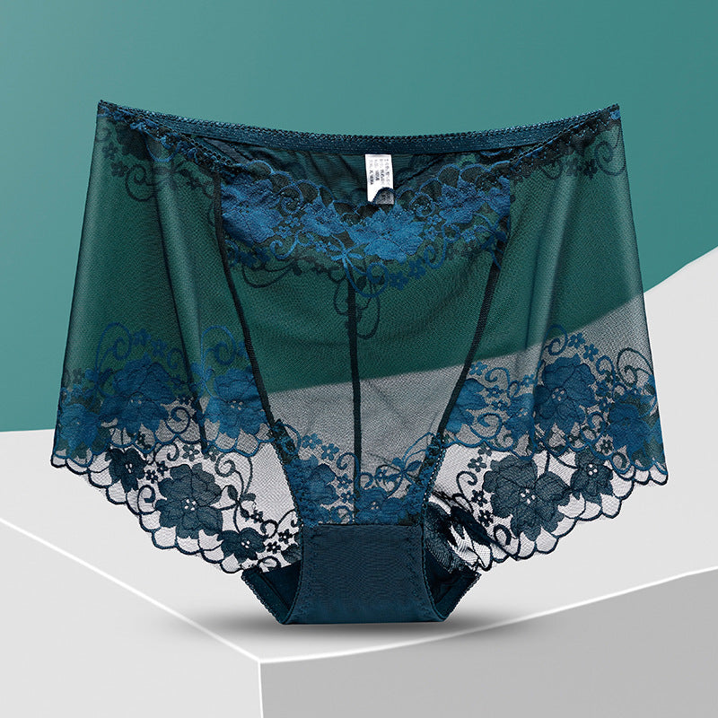 Women's Lace High Waist Hollow Out See-through Underwear