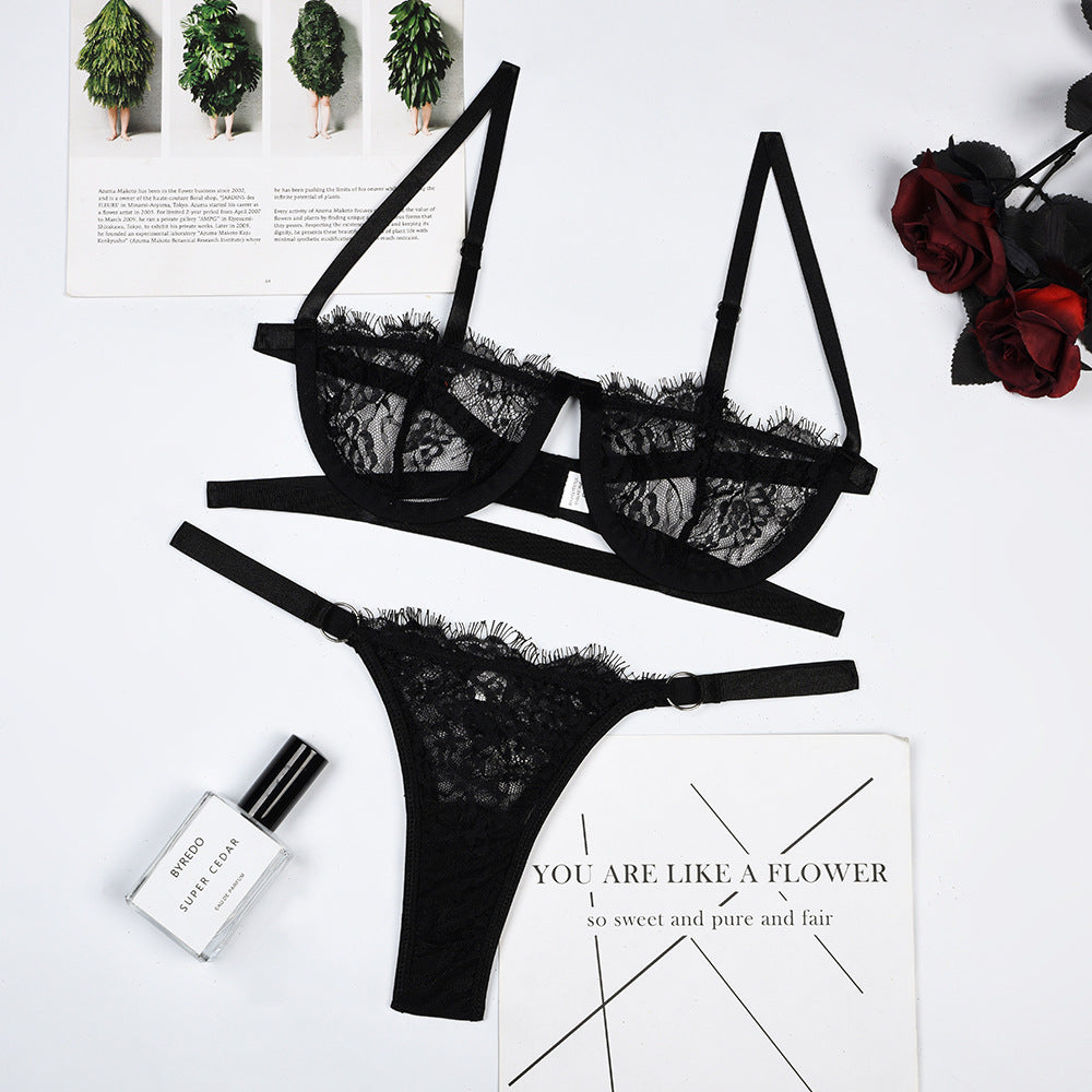 Underwire Lace Sexy Bra Wrap Underwear Set