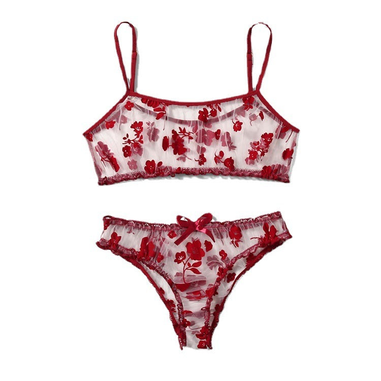 Underwear Suit Flocking Multi-color Mesh Seductive Sexy