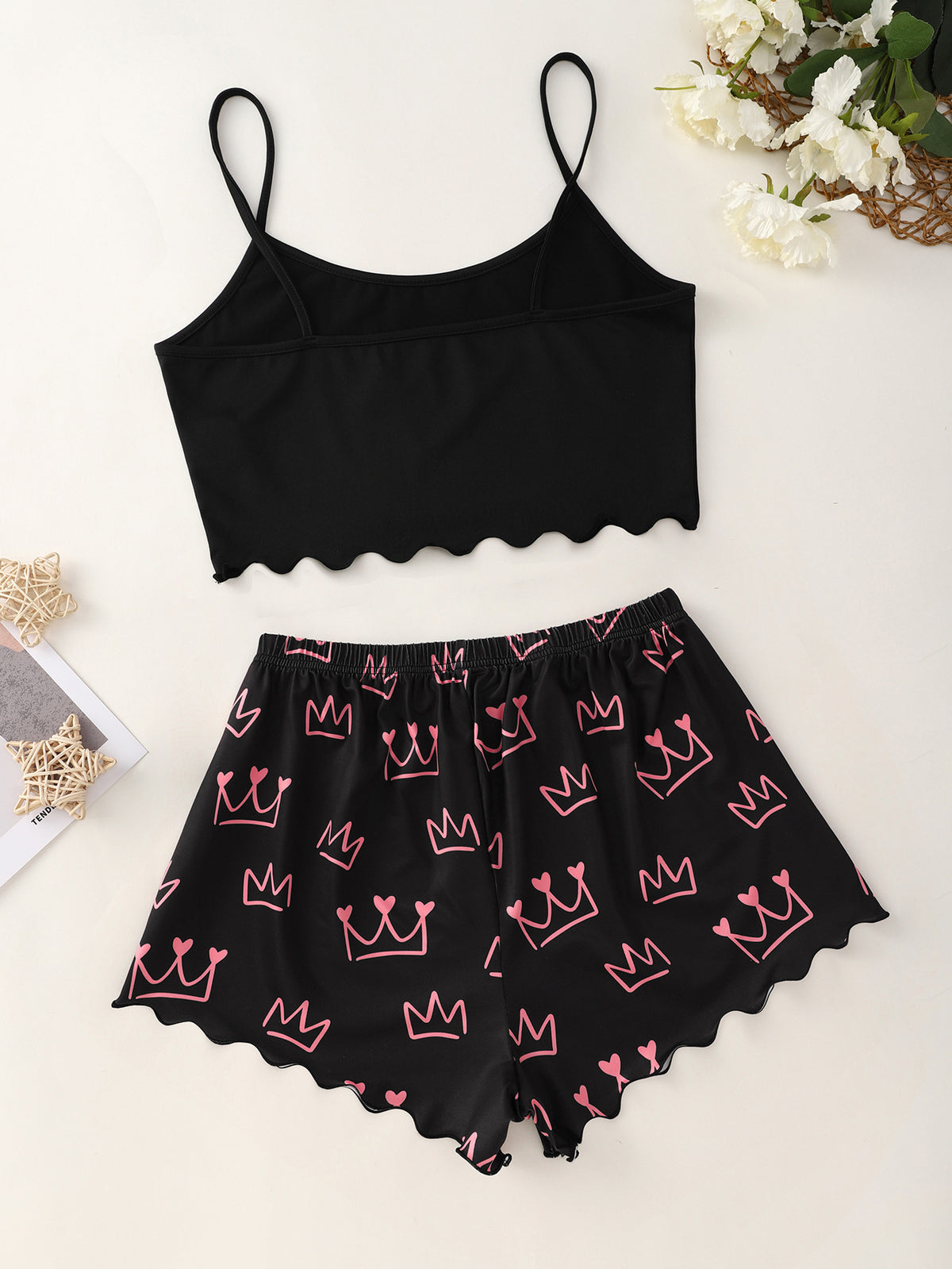 Letter Princess Printing Homewear With Braces Suit
