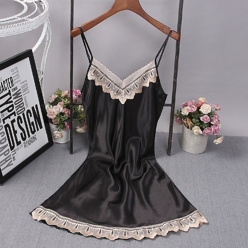 Summer  Silk Lace Sleeveless Loose Large Size Pajamas
