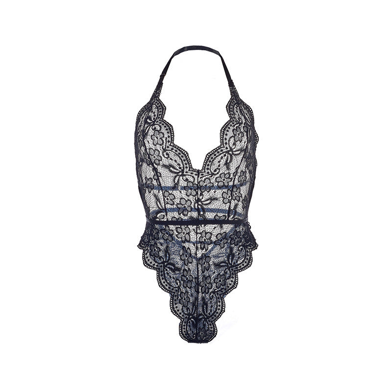 Open-back temptation full-length lace sexy jumpsuit
