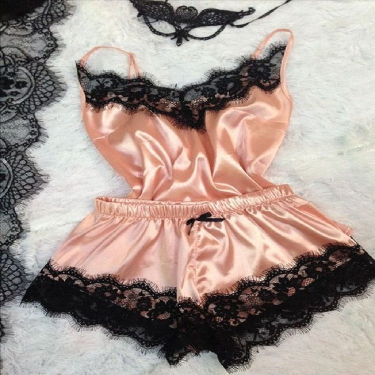 Tube top ice silk pajamas women's jumpsuit