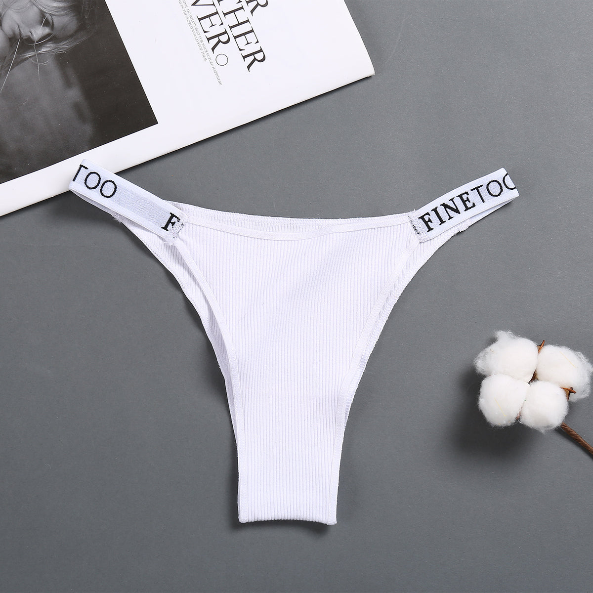 Women's high waist high slit cotton thong