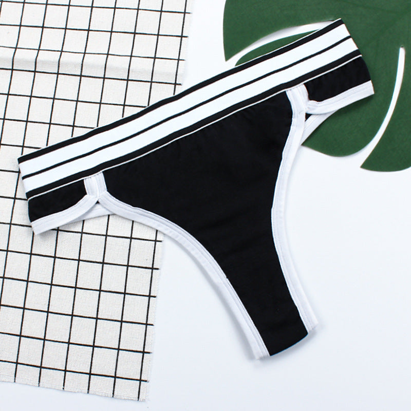 Pure Cotton Thong Ladies Sexy Striped Sports Pants Yoga Fitness T Pants