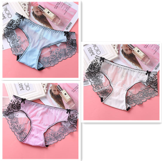 Low-rise Embroidered Lace Panties And Mesh Briefs