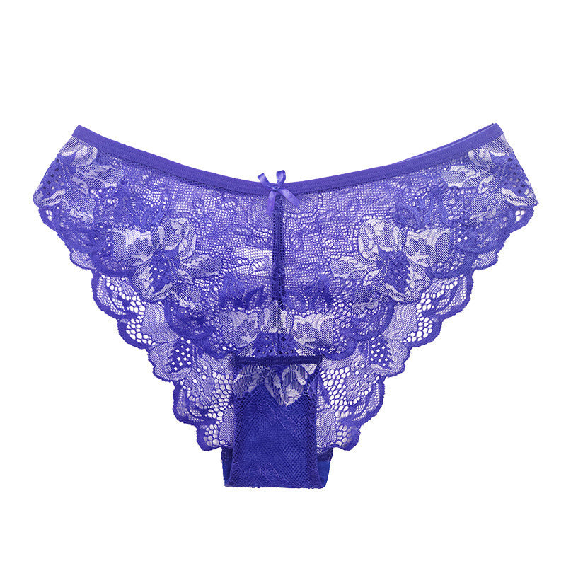 Cross Sheer Low Waist Lace Foreign Trade Underwear Women's Comfortable Breathable Hollow Hip Lifting