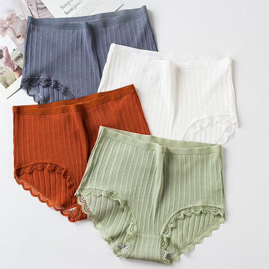 Women's High-waisted Panties Honeycomb Antibacterial Crotch Underwear Women's Cotton