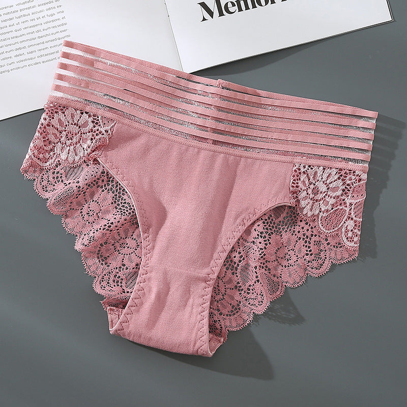 Sexy Women's Cotton High Waist Lace Breathable Underwear