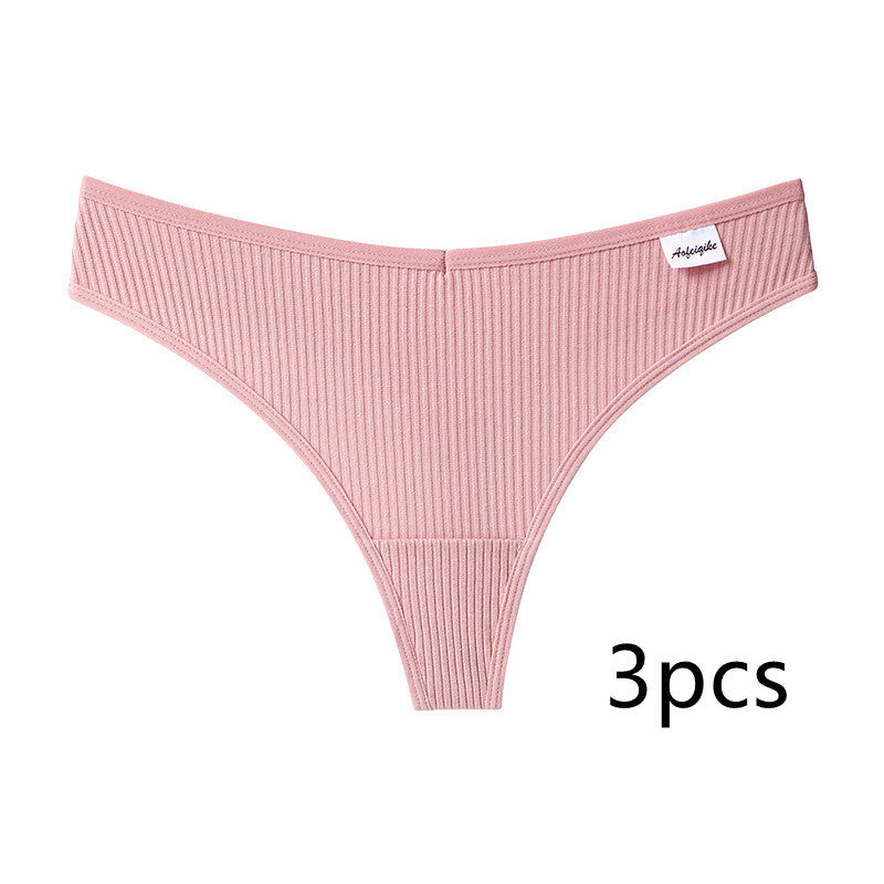New Japanese Threaded Cotton Underwear Women's Breathable Low-waist  Seamless Cotton Girls Narrow-side Briefs Students
