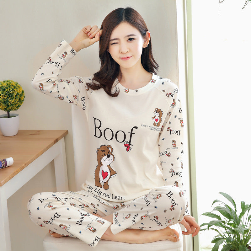 Women's long sleeve lovely pajamas home clothes