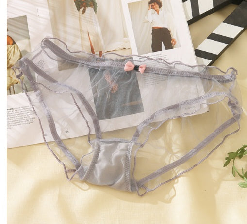 Full Transparent Bag Hip Low Waist Solid Color Mesh Girl Underwear