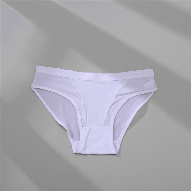 Low Waist Mesh Solid Color Briefs