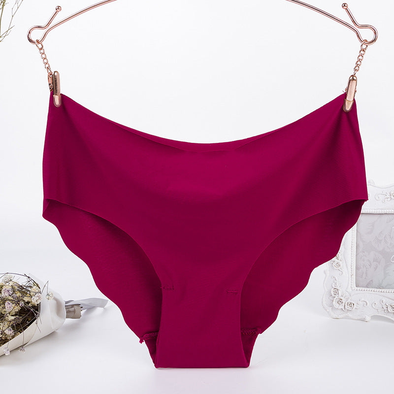 Ice Silk Seamless Wavy Edge Sexy Candy Color Panties