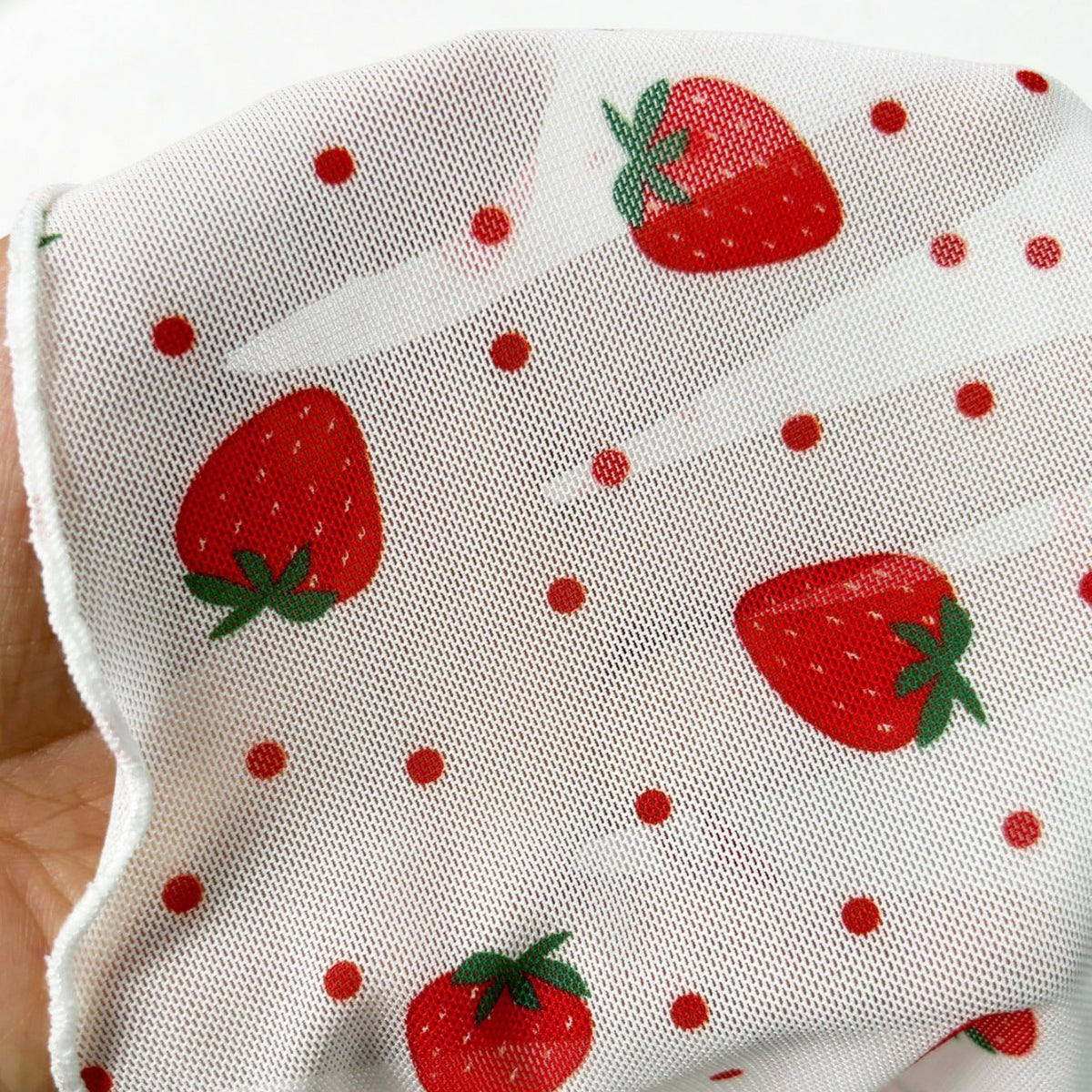 Strawberry Print Stitching Cute Lace Pajamas Skirt Outfit