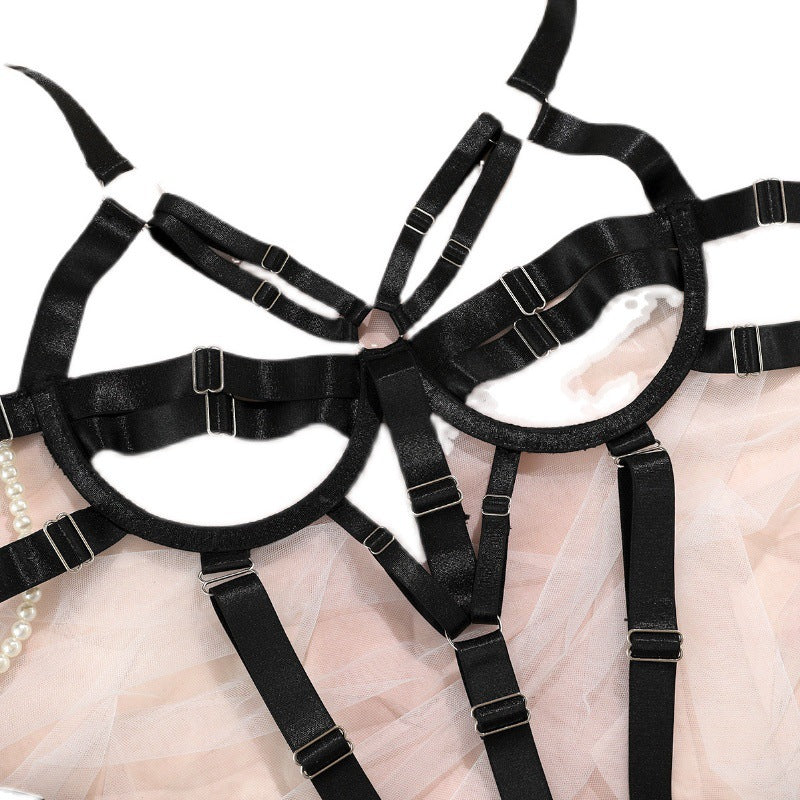 Gathering Minimalist Elastic Jumpsuit Lingerie And Sexy Suspender