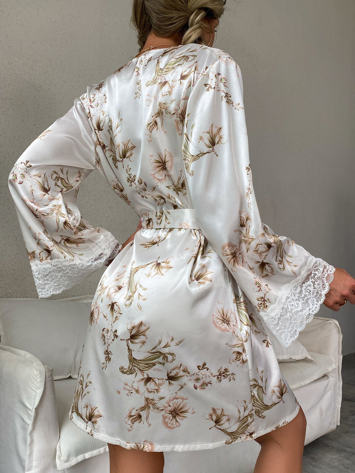 Ladies' Robe Lace Cardigan Pajamas Bathrobe