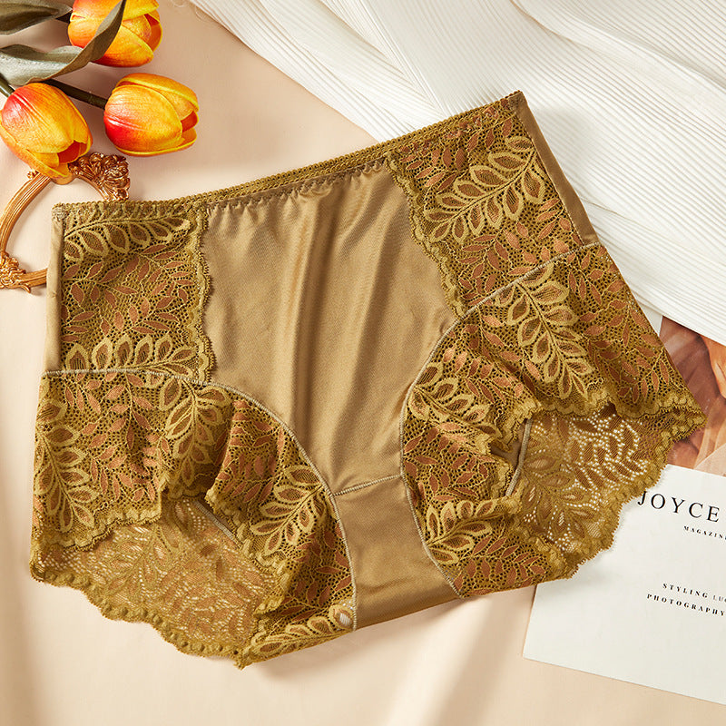 Lace Hollow Seamless Underwear Women's Antibacterial Breathable Cotton Crotch High Waist Hip Lift Briefs