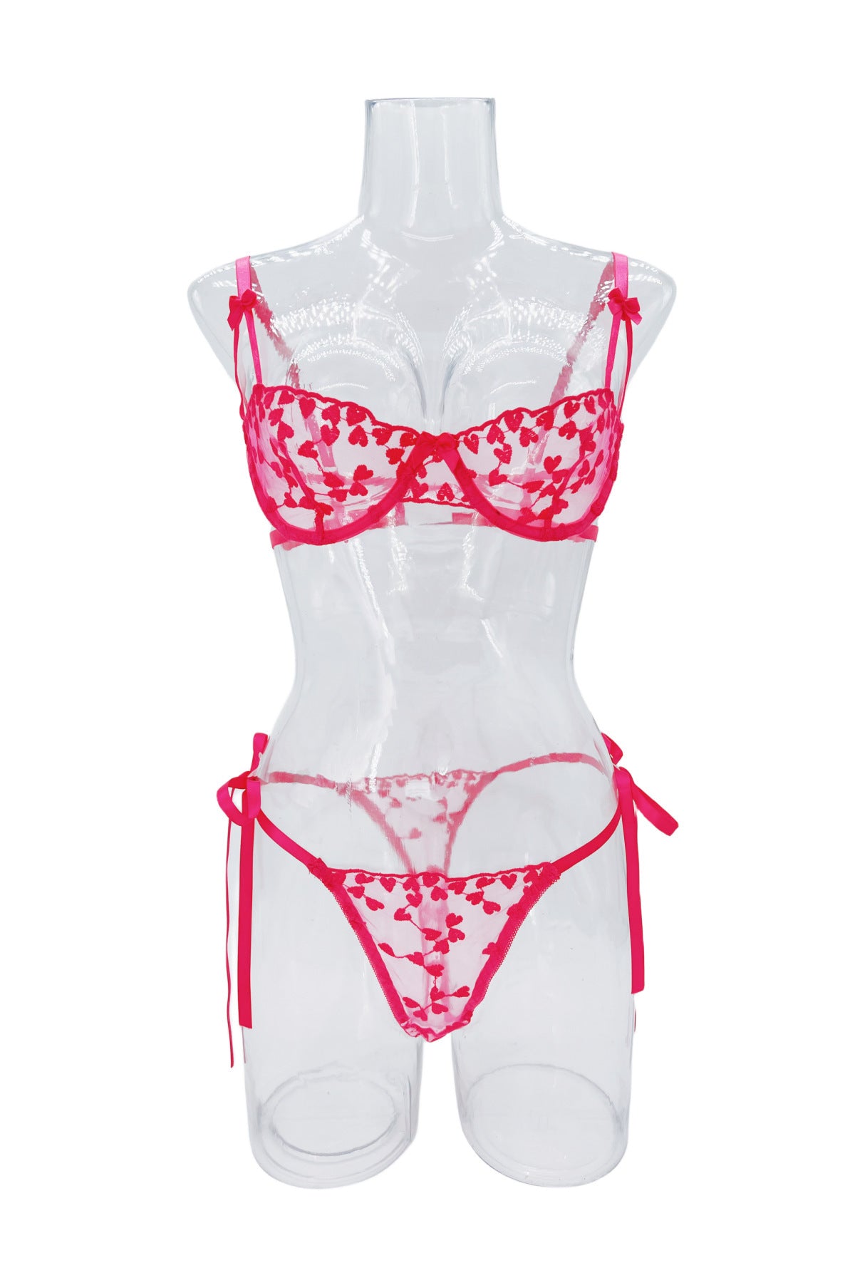 Romantic Love Embroidery Sexy Sling See-through Mesh With Steel Ring