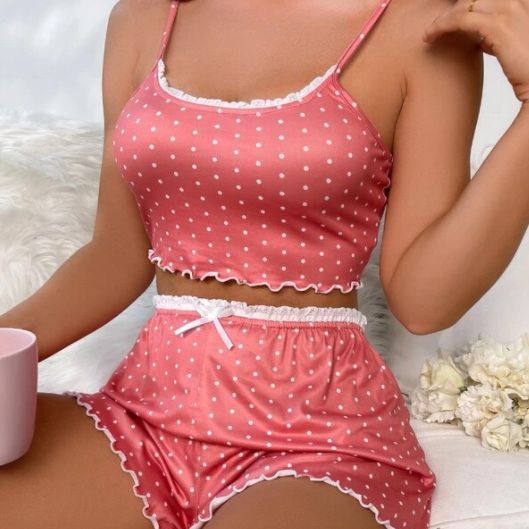 Summer Women's V-neck Comfortable Lace Suspender Shorts Pajamas