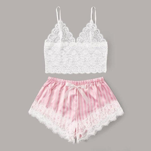 Sexy Lace Split Pajamas Set