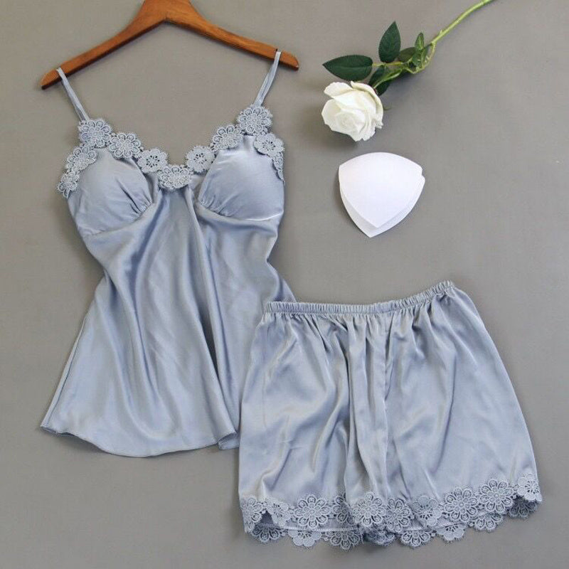 Lace Imitation Silk Split Home Suit