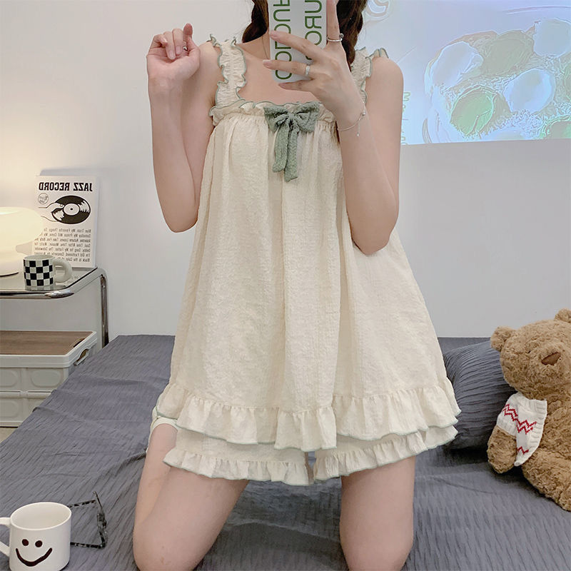 Simple Cute Women's Pajamas Bubble Cotton Homewear