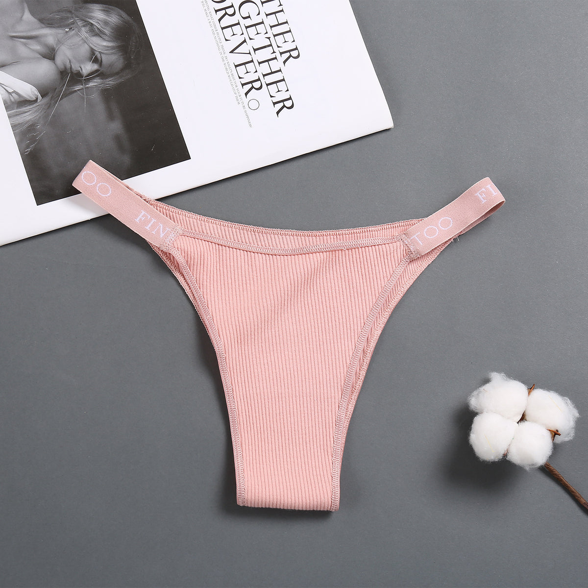 Women's high waist high slit cotton thong