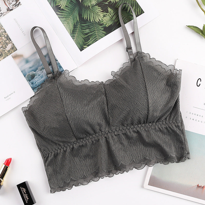 Ice Silk Thread Wrapped Chest Bottoming Underwear With Chest Pad Tube Top