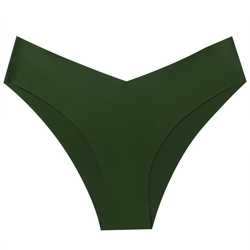 Ice Silk Seamless Women's Fashion V-cut Briefs Solid Color Breathable Fabric