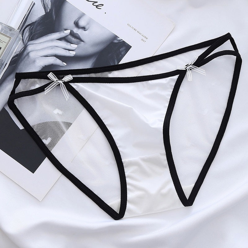 Mesh Lace-up Bow Briefs Low-rise Shorts