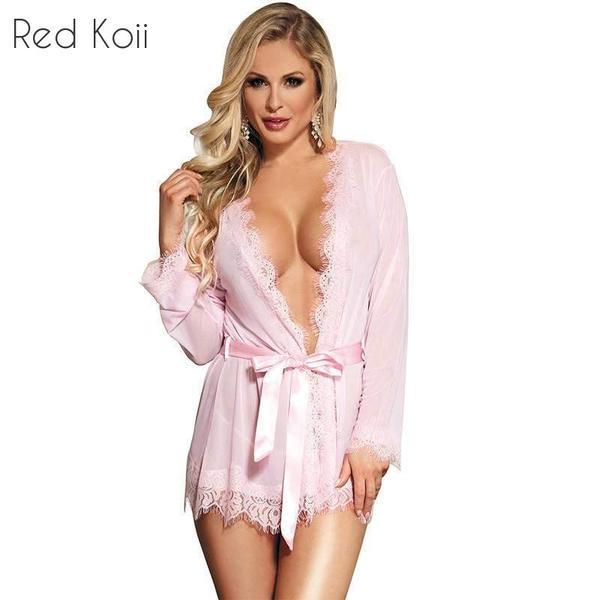 High-end Packaging Lace Trim Robe Lingerie