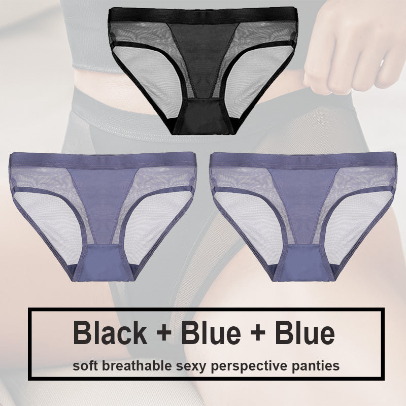 Low Waist Mesh Solid Color Briefs