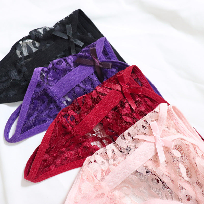 New Lowwaist Sexy Lace Thong Ladies Underwear Sexy Transparent Leopard Print