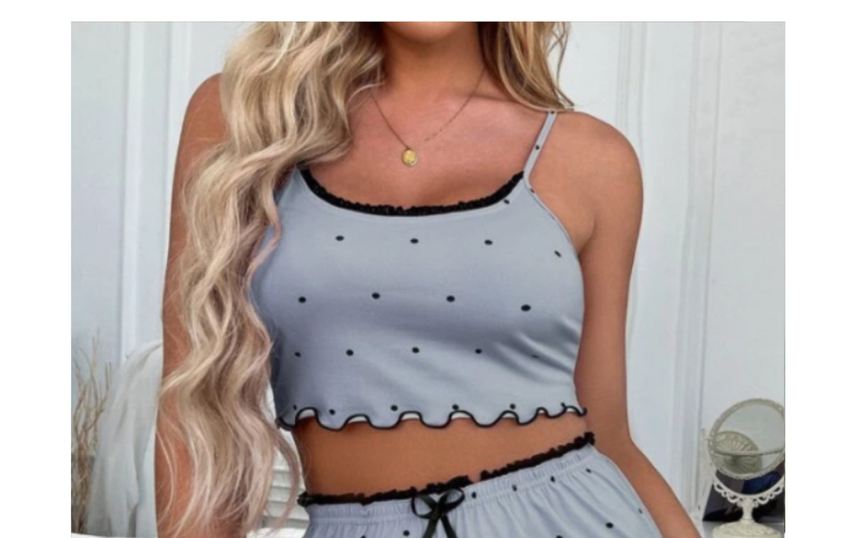 Summer Women's V-neck Comfortable Lace Suspender Shorts Pajamas