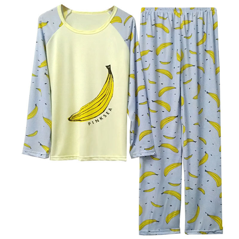 Girl Pajamas Long-sleeved Trousers Round Neck Printed Thin Suit