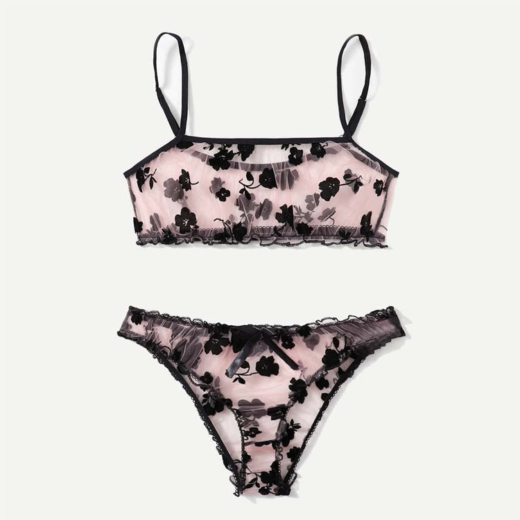 Underwear Suit Flocking Multi-color Mesh Seductive Sexy