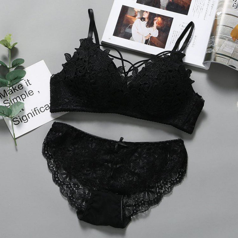 Black And White Underwear Set Wireless Thin Seamless Breast Holding